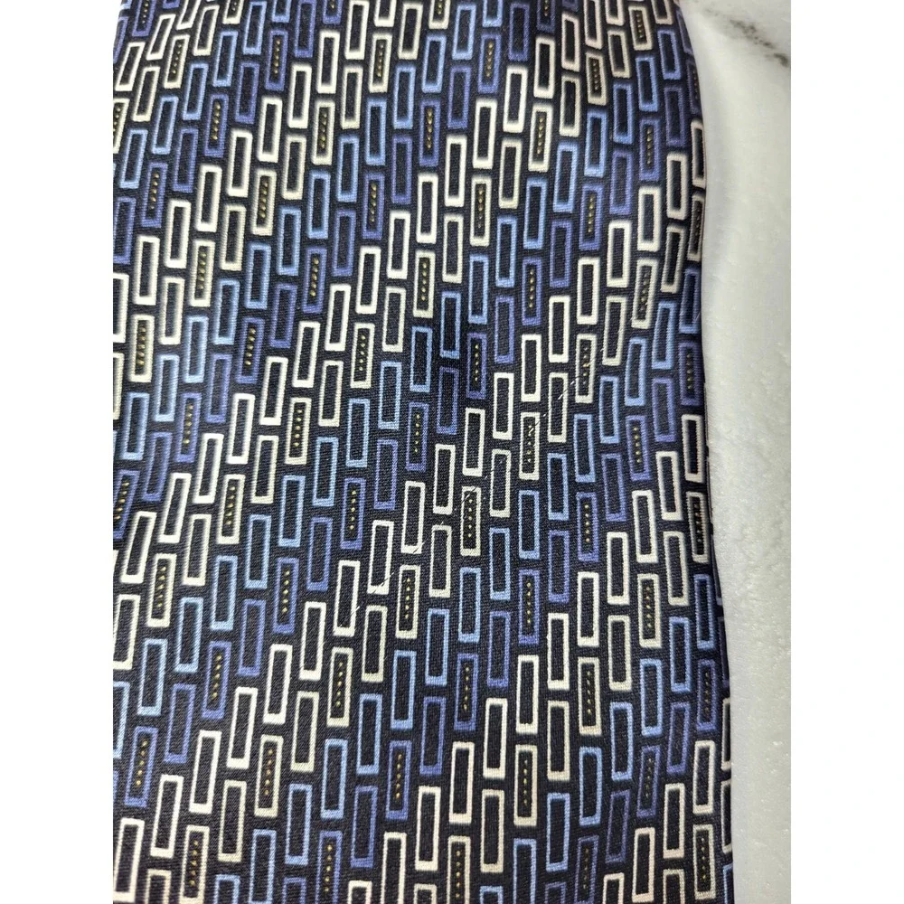 Kilburne & Finch Blue‎ Geometric Print Silk Pointed Tie